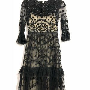 Needle & Thread Embellished Black Midi Dress